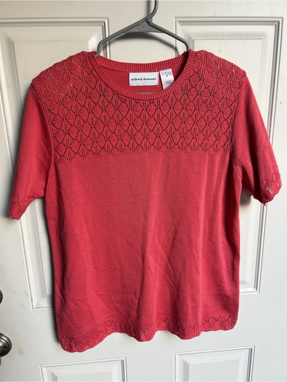 Alfred Dunner coral knit short-sleeve sweater blouse